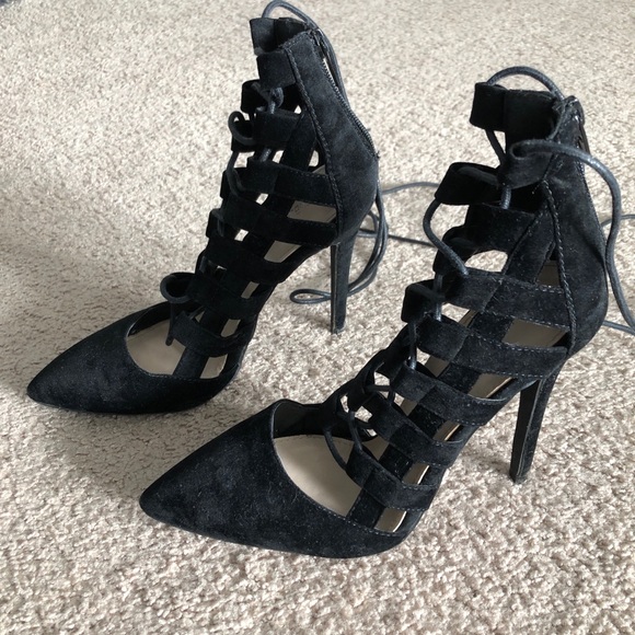 Public Desire Shoes - Public Desire strappy lace up faux suede heels